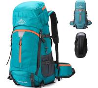 Lawaia 60L Hiking Backpack Camping Backpack for Travelling Waterproof Rucksacks Large Backpacks for Men Women Lightweight Backpacks Walking Survival Fishing School Daypack Sports Bag(lake blue)