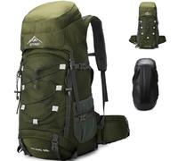 Lawaia 60L Hiking Backpack for Travelling Large Camping Rucksack for Men Women Outdoors Fitness Lightweight with Rain Cover Waterproof Walking Trekking Climbing Fishing Bag