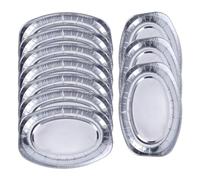 LAWALEISHE 10 Pack Aluminium Foil, Silver Embossed Food Platter Set, Reusable Serving Platters for Parties, 35.2x24.7cm, Oven and Freezer Safe