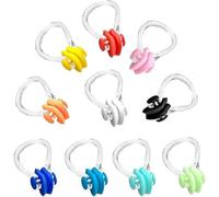 LAWALEISHE 10 Pcs 10 Colors Nose Clips Swimming, Waterproof Silicone Nose Plugs Reusable Waterproof Training Swim Nose Protector Plug for Adults Beginners Free Divers