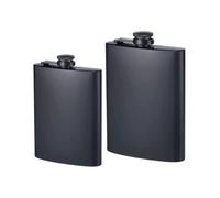 LAWALEISHE 2 PCS Stainless Steel Hip Flasks for Liquor, 8 oz & 10 oz Matte Black Portable Leakproof Flask Alcohol,Portable Pocket Flasks for Men & Women for Climbing Camping Barbecue Party