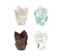 LAWALEISHE 200 Pcs Tulip Shaped Cake Paper Cups, Ideal Muffin Cases for Baking, Food Grade High Temperature Resistant, Oil Resistant Baking Paper Cups for Disposable Use (B