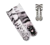 LAWALEISHE 3D Cat Paw Socks,Cat Pattern Printed Socks,Soft Animal Cat Paw Socks, 3D Print Novelty Animal Paw Casual Crew Elastic Socksfor Men and Women