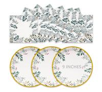 LAWALEISHE 50Pcs Sage Green Paper Plates and Napkins, 9 Inch Disposable Plates for Parties, Strong Picnic Plate, Party Tableware Set 25 Guests for Birthday Bridal Baby Shower Wedding