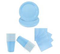 LAWALEISHE 72pcs Blue Party Tableware Set, Disposable Blue Paper Plates, Cups and Napkins, Solid Color Paper Tableware for Weddings, BBQ and Birthday Parties, Table Decorations