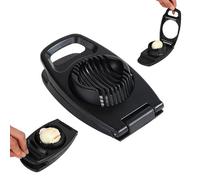 LAWALEISHE Egg Slicer,Heavy Duty Aluminium Egg Cutter for Egg,Eggs Slicer with Stainless Steel Wire Egg Slicer,Multifunctional Egg Cutter for Evenly Slicing Boiled Eggs Ham Banana Strawberry (Black)