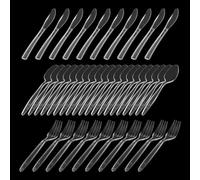 LAWALEISHE Premium Clear Hard Plastic Cutlery Set,Reusable Cutlery Set of 40 Pack: Forks & Spoons & Knives,for Birthday Parties Picnics Buffets BBQ's Weddings Camping
