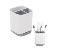 LAWALEISHE Toothbrush Holder,3 Slots Toothbrush Organizer with Drainage Holes,Grey Multifunctional Plastic Toothbrush Cup Storage Stand, Makeup Brush Razor Toothbrush Caddy Holder for Bathroom Kitchen