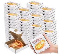 Lawei 100 Pack Mini Pizza Boxes, 3.5 x 3.5 x 0.78 Inch Small Square Cardboard Pizza Box, White Individual Pizza Party Favor Gift Boxes for Elf Cookies, Gummy Candies, Mini Pies, Wedding, Birthdays