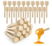 Lawei 100 Pack Mini Wooden Honey Dipper Sticks - 7.5 cm Honey Dippers Server for Honey Dispense Drizzle Honey and Wedding Party Favors