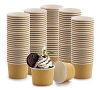 Lawei 100 Pcs Paper Ice Cream Cups 240 ml Disposable Yogurt Tubs Recyclable Paper Cups Dessert Blows for Sundae Yogurt Pudding Jelly Tiramisu