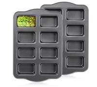 Lawei 2 Pack Mini Loaf Pan - 8 Cavity Non-Stick Mini Loaf Baking Tin Brownie Cake Pan Bread Pans Carbon Steel Baking Pan