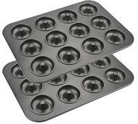 Lawei 2 Pcs Doughnut Mould 12 Hole Non-Stick Baking Tin Donut Moulds Pans Bagel Maker Baking Tray for Homemade Baked Doughnuts Cakes Biscuits Muffins - 28 x 40 x 2 cm