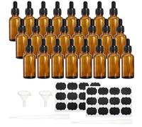 Lawei 24 x 30ml Amber Glass Bottles with Glass Eye Dropper Pipettes Dropper Bottles Small Sample Bottle Refillable for Essential Oils Perfumes Chemistry Lab
