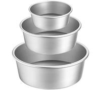 Lawei 3 Tier Non-Stick Deep Round Cake Pan Set Aluminium Cake Moulds with Removable Base for Birthday Wedding Christmas Cake Baking - 4" 6" 8"