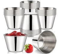 Lawei 30 Pack 1.5 oz Stainless Steel Sauce Cups, Small Individual Condiment Ramekins, Commercial Grade Dipping Cups, Portion Cups