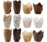 Lawei 300 Pieces Tulip Muffin Cupcake Liner Tulip Baking Paper Cups Muffin Liners Wrappers for Weddings, Birthdays, Baby Showers