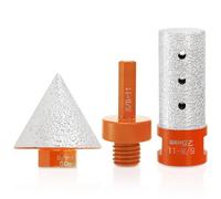 Lawei 3PCS Diamond Beveling Chamfer Bits Set, Tile Cone Grinder Bit with 5/8-11 Thread Adapter, 1In Diamond Drill Bits for Hole Enlarging Trimming Grinding in Tile, Marble, Granite, Porcelain, Glass