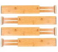 Lawei 4 Pack Bamboo Adjustable Drawer Dividers, Expandable Drawer Separators Splitter 32-42 CM Long Adjustable Spring Loaded Organizer for Large Utensil, Clothes, Tools Drawers
