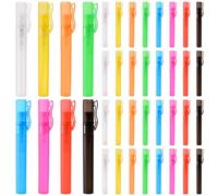 Lawei 40 Pack Mini Portable Travel Spray Bottle, 10ml 1/3oz Pen Clip Fine Mist Perfume Atomizer, Small Empty Frosted Sample Tube, Refillable Plastic Hand Pump Spray Container for Makeup, 8 Colors