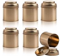 Lawei 6 Pack Tea Tins Canister with Airtight Double Lids, Mini Tea Storage Containers Round Tin Can Box for Storage Tea Coffee Sugar Loose Leaf DIY Candles, 50g