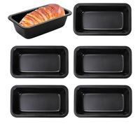 Lawei 6 Pcs Loaf Tin Non-Stick Cake Pan Carbon Steel Bread Mold for Baking Cooking