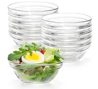 Lawei Set of 12 Glass Bowls 145 ml Mini Transparent Glass Salad Bowl for Kitchen Prep Dessert Dips Candy Dishes Stackable Bowls Sauce Pots for Serving - 9cm