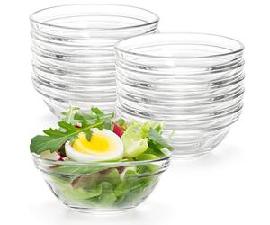 Lawei Set of 12 Glass Bowls 145 ml Mini Transparent Glass Salad Bowl for Kitchen Prep Dessert Dips Candy Dishes Stackable Bowls Sauce Pots for Serving - 9cm