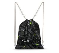 Lawenp Abstract Shabby Texture Geometric Element Drawstring Backpack Canvas Sports Gym Bag Durable String Bag for Men Women