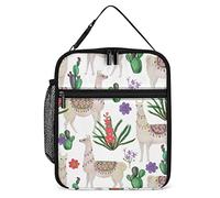 Lawenp Alpaca and Cactus Lunch Box Reusable Lunch Bag for Men Women Work Insulated Small Watercolor Animal Lunchbox for Unisex Adult Work Picnic