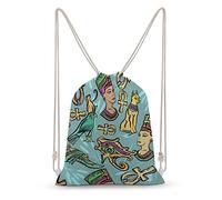 Lawenp Ancient Egypt Art Pattern Drawstring Backpack Canvas Sports Gym Bag Durable String Bag for Men Women