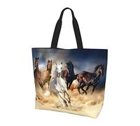 Lawenp Animal Running Horse Tote Bag With Handles Reusable Tote Bag For Women Teacher Mother As Gifts Washable