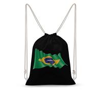 Lawenp Brazil Flag Drawstring Backpack Canvas Sports Gym Bag Durable String Bag for Men Women