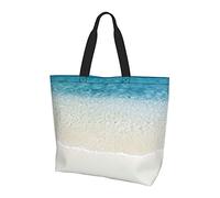 Lawenp Clear Sea Water White Sand Beach Tote Bag With Handles Reusable Tote Bag For Women Teacher Mother As Gifts Washable