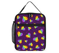 Lawenp Colorful Rainbow Hearts Lunch Box Reusable Lunch Bag for Men Women Work Insulated Small Pride Month Lunchbox for Unisex Adult Work Picnic