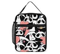 Lawenp Cute Bears Panda Pattern Lunch Box Reusable Lunch Bag for Men Women Work Insulated Small Valentine's Pink Hearts Lunchbox for Unisex Adult Work Picnic