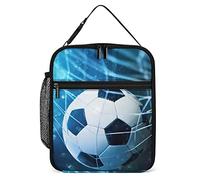 Lawenp Football Lunch Box Reusable Lunch Bag for Men Women Work Insulated Small Blue Background Lunchbox for Unisex Adult Work Picnic