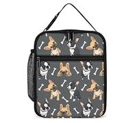 Lawenp French Bulldog Lunch Box Reusable Lunch Bag for Men Women Work Insulated Small Puppy Bones Lunchbox for Unisex Adult Work Picnic