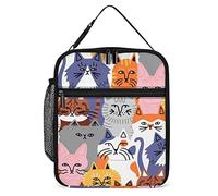 Lawenp Funny Cat Crowd Lunch Box Reusable Lunch Bag for Men Women Work Insulated Small Cartoon Kitten Lunchbox for Unisex Adult Work Picnic