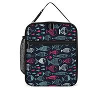 Lawenp Funny Small Fishes Lunch Box Reusable Lunch Bag for Men Women Work Insulated Small Pink and Green Lunchbox for Unisex Adult Work Picnic