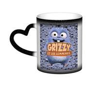 Lawenp Grizzly Bear and The Lemmings Tabodi Personalized Magic Mug - Custom Color Changing Mug 11 oz Coffee Mug with Heat Sensitive Color Changing Cups Black