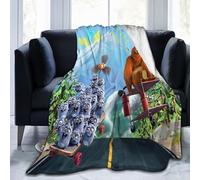 Lawenp Grizzy and The Lemmings Cute Printing Fleece Throw Comfortable and Lightweight Flannel Fleece Blanket Bedroom Living Room Sofa Office 60"x80"