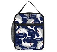 Lawenp Insulated Lunch Box Angry Shark Small Lunch Bag for Adults Sea Life Thermal Reusable Work Lunch Cooler for Men Women Office