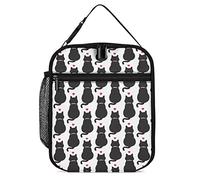 Lawenp Insulated Lunch Box Black Cat Butts Lunch Cooler Bag Red Hearts Reusable Thermal Meal Container Tote for Work Travel Picnic
