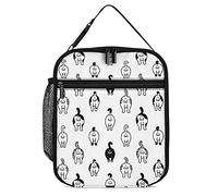 Lawenp Insulated Lunch Box Black White Cat Butts Small Lunch Bag Thermal Reusable Work Lunch Cooler for Men Women Office