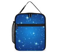 Lawenp Insulated Lunch Box Blue Night Sky with Stars Portable Lunch Bag Starry Sky Reusable Small Cooler Lunchbox for Men Women Work Office Picnic Travel