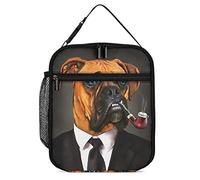 Lawenp Insulated Lunch Box Boxer Dog Business Suit Tie Lunch Cooler Bag Dog Gentleman Portrait Reusable Thermal Meal Container Tote for Work Travel Picnic