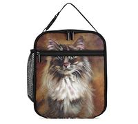 Lawenp Insulated Lunch Box Brown Maine Coon Cat Small Lunch Bag Thermal Reusable Work Lunch Cooler for Men Women Office