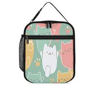 Lawenp Insulated Lunch Box Cartoon Cute Funny Cats Small Lunch Bag Paws Thermal Reusable Work Lunch Cooler for Men Women Office