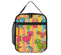 Lawenp Insulated Lunch Box Colorful Dachshund Lunch Cooler Bag Summer Beach Reusable Thermal Meal Container Tote for Work Travel Picnic